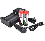 Wicked Hunting Lights 4-Position 21700 Charger Kit w/ 4-Pack 21700 Li-Ion Batteries, Black, W2068
