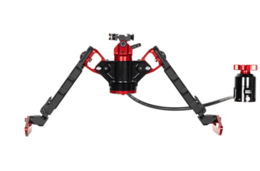Image of ACCU-TAC Hyb-500 Hydro Bipod, Picatinny, Cants, Remote Vert Adjust, Black/Red, Large, HYB-0500