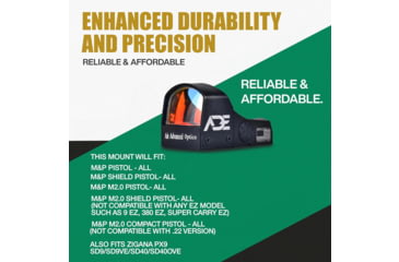 Image of ADE Advanced Optics RD3-009 1x Reflex Red Dot Sight w/Mount Plate for S&amp;W MP M&amp;P/ Standard Picatinny Mount