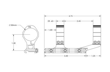 Image of Aero Precision Ultralight 30mm Scope Mount, Extended, BK, APRA210500