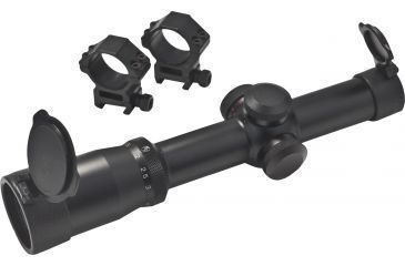 Image of AIM Sports Inc 1-4x24G Tri-Illuminated First Focal Plane Scope/Mil-Dot Reticle/Rings JFF1424G