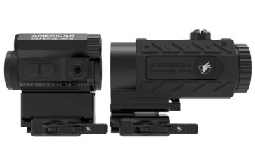 Image of American Defense Manufacturing DUO 5-Spek Red Dot Sight w/ Flik5 Fixed Power 5X Magnifier, T1 Co-Witness and Titanium Levers, Black, Medium, RD-T1-CO-5X