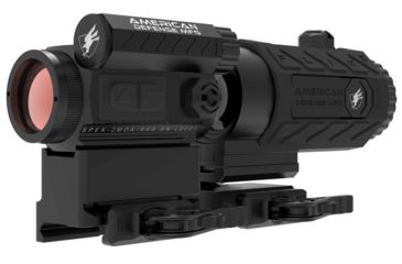 Image of American Defense Manufacturing DUO 5-Spek Red Dot Sight w/ Flik5 Fixed Power 5X Magnifier, T1 Co-Witness and Titanium Levers, Black, Medium, RD-T1-CO-5X