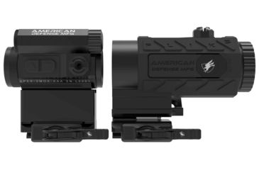 Image of American Defense Manufacturing DUO 5-Spek Red Dot Sight w/ Flik5 Fixed Power 5X Magnifier, T1 Lower Third Co-Witness and Titanium Levers, Black, Medium, RD-T1-LT-5X