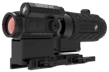 Image of American Defense Manufacturing DUO 5-Spek Red Dot Sight w/ Flik5 Fixed Power 5X Magnifier, T1 Lower Third Co-Witness and Titanium Levers, Black, Medium, RD-T1-LT-5X