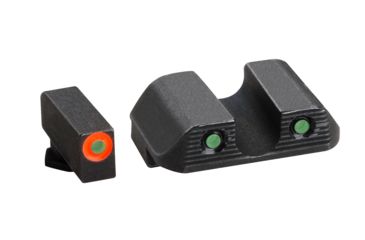 Image of AmeriGlo Agent 3-Dot Tritium Night Sight Set, Green Tritium, Orange Outline Front, Glock G42/G43, Black, GL-851