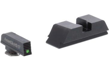 Image of AmeriGlo Black serrated FRONT w Green tritium Lamp, Flat Black REAR, GT-5514