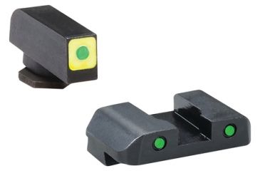 Image of Ameriglo CAP LE Tritium Sight Set Glock 17/19 Green Front With Luminescent Green Square Outline Green Rear Horizontal Line