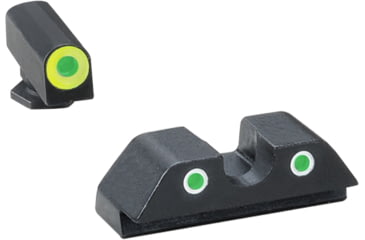 Image of AmeriGlo Green Tritium Lamp, LumiGreen Outline FRONT, Green Tritium Lamp, WhiteOutline U notch REAR, Gen 1-4, 42,43,43X,48, GL-734
