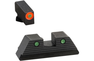 Image of AmeriGlo Green Tritium Lamp, Orange Outline FRONT, Green Tritium Lamp, Black Outline Serrated SQ REAR, Height .180, Width .140, GL-816
