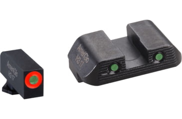 Image of AmeriGlo Green Tritium Lamp, Orange Outline FRONT, Green Tritium Lamp, Black Outline Serrated SQ REAR, Height .190, Width .140, GL-823