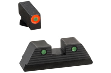 Image of AmeriGlo Green Tritium Lamp, Orange Outline FRONT, Green Tritium Lamp, Black Outline Serrated SQ REAR, Height .200, Width .140, GL-818