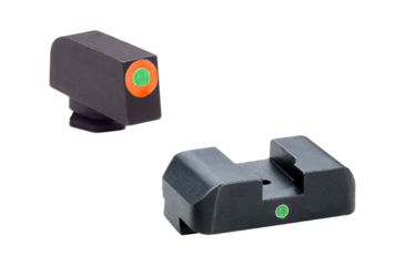 Image of Ameriglo Pro I-dot Set For Glock 20, 21, 29, 30,31, 32, 36 Front Is ProGlo Green Tritium With Orange Outline Single Dot Green Rear Sight