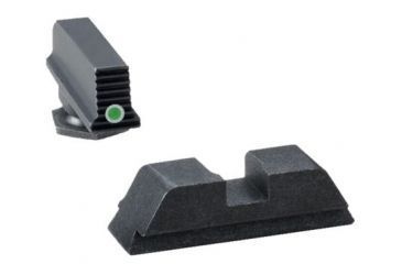 Image of Ameriglo DEFOOR Night Sight Tactical Sets, Serrated Front Flat Rear, for Glock 17,19,22,23,24,26,27,33,34,35,37,38,39, Gen 1-4, Green GT-514