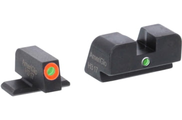 Image of AmeriGlo SIG I-Dot Tritium Pistol Sight Sets, Green Tritium Lamp, Orange Outline FRONT, Green Single Dot REAR, SG-201