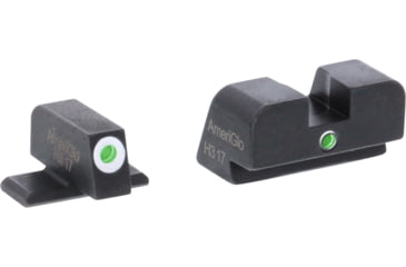 Image of AmeriGlo SIG I-Dot Tritium Pistol Sight Sets, Green Tritium Lamp, White Outline FRONT, Green Single Dot REAR, SG-101