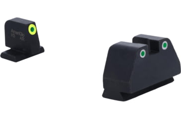 Image of AmeriGlo Smith &amp; Wesson Pistol Front Sight, Green Tritium LumiGreen Outline .378in FRONT, Green Tritium White Outline .492inREAR, Smith &amp; Wesson, SW-333