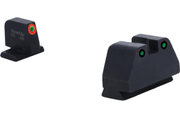 Image of AmeriGlo Smith &amp; Wesson Pistol Front Sight, Green Tritium Orange Outline .378in FRONT, Green Tritium Black Outline .492inREAR, Smith &amp; Wesson, SW-452