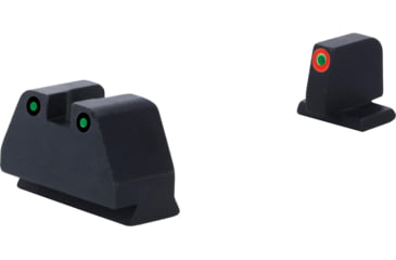 Image of AmeriGlo Smith &amp; Wesson Pistol Front Sight, Green Tritium Orange Outline .378in FRONT, Green Tritium Black Outline .492inREAR, Smith &amp; Wesson, SW-452