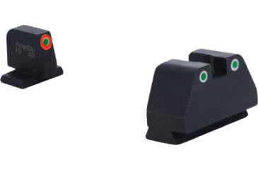 Image of AmeriGlo Smith &amp; Wesson Pistol Front Sight, Green Tritium Orange Outline .378in FRONT, Green Tritium White Outline .492inREAR, Smith &amp; Wesson, SW-331