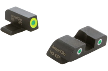 Image of AmeriGlo Spartan 3 Dot Night Sight Set for SIG w/Green Tritium LumiGreen Outline Front/ Green Tritium White Outline Rear, SG-747