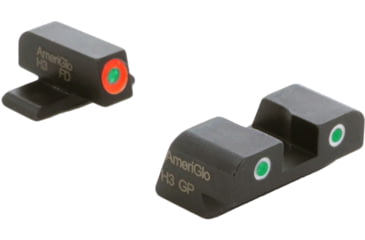 Image of AmeriGlo Spartan 3 Dot Night Sight Set for SIG/XD w/Green Tritium Orange Outline Front/ Green Tritium White Outline Rear, SG-745