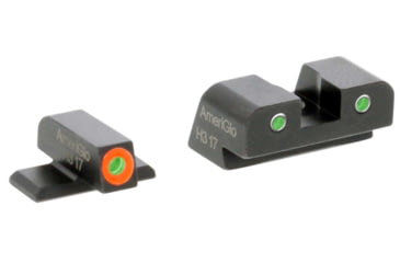 Image of AmeriGlo Spartan 3 Dot Night Sight Set for Springfield Hellcat OSP w/Green Tritium Orange Outline Front/ Green Tritium Black Outline Rear, SA-448
