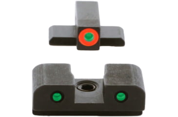 Image of AmeriGlo Spartan 3 Dot Night Sight Set, Springfield Hellcat, Green Tritium Orange Outline Front/Green Tritium Black Outline Rear, SA-446