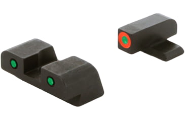 Image of AmeriGlo Spartan 3 Dot Night Sight Set, Springfield Hellcat, Green Tritium Orange Outline Front/Green Tritium Black Outline Rear, SA-446