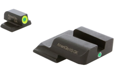 Image of AmeriGlo Tritium Front and Rear Sights MP Shield 2 Dot night Sight set ProGlo Front with LumiLime Outline, GRN single Dot Rear SW-345