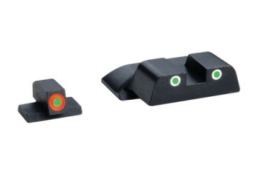 Image of Ameriglo Tritium Front/Rear Combo Sights Green Dot White Outline Rear And Green Dot Orange Outline Front For S&amp;W M&amp;P Not Shield