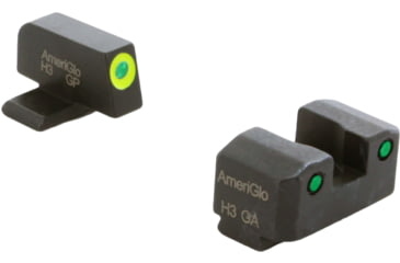 Image of AmeriGlo Trooper Sets for Springfield Hellcat OSP w/Green Tritium LumiGreen Outline Front/ Green Tritium Black Outline Rear, SA-819
