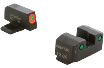Image of AmeriGlo Trooper Sets for Springfield Hellcat OSP w/Green Tritium Orange Outline Front/ Green Tritium Black Outline Rear, SA-816