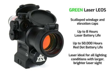 Image of AT3 Tactical LEOS Red Dot Sight with Integrated Laser Sight &amp; Riser, Green Laser, AT3-LEOS-GRN