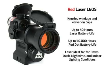Image of AT3 Tactical LEOS Red Dot Sight with Integrated Laser Sight &amp; Riser, Red Laser, AT3-LEOS