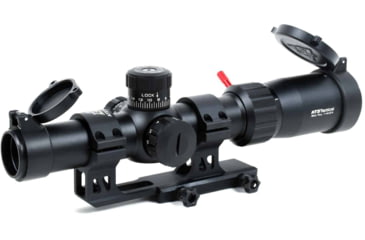 Image of AT3 Tactical Red Tail LPVO 1-4x24 Rifle Scope with Mount 30mm SFP, Black, Illuminated BDC Reticle, MOA, with 30mm Cantilever Mount and Throw Lever, AT3-RT-1-4X24