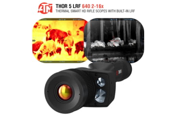 Image of ATN Thor 5 LRF 2-16x 640x480 12 Micron Smart HD Thermal Rifle Scope, 30mm Tube w/ Gen 5 Sensor, Multiple Patterns &amp; Color Options Reticle, Black, TIWST5625LRF