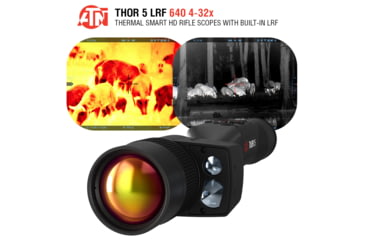 Image of ATN Thor 5 LRF 4-32x 640x480 12 Micron Smart HD Thermal Rifle Scope, 30mm Tube w/ Gen 5 Sensor, Multiple Patterns &amp; Color Options Reticle, Black, TIWST5650LRF