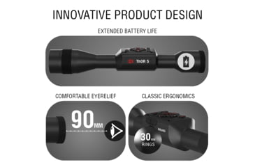 Image of ATN Thor 5 LRF 3-24x 640x480 12 Micron Smart HD Thermal Rifle Scope, 30mm Tube w/ Gen 5 Sensor, Multiple Patterns &amp; Color Options Reticle, Black, TIWST5635LRF