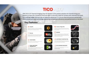 Image of ATN TICO-LTV 1-4x25mm, 320x240, 12 Micron Thermal Clip-On Rifle Scope w/QDM mount, Black, TICOLTV325X