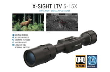 Image of ATN X-Sight LTV Day/Night Hunting Rifle Scope, 5-15x50mm, Multiple Reticles, Black, DGWSXS515LTV
