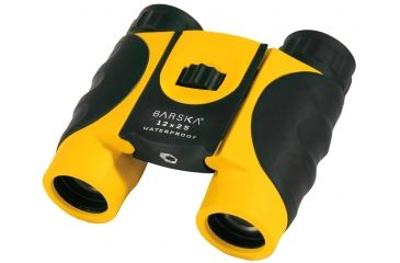 Image of Barska 12X25 Colorado Waterproof BK-7 Roof Prism Binoculars - Yellow Rubber, Blue Lens