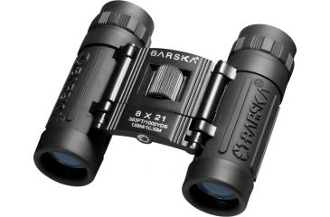 Image of Barska 8x21 LucidView Compact Folding Roof Prism Binoculars, Black, Clam Pack