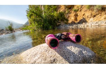 Image of Barska 8x30 Crossover Porro BaK-4 Prism Waterproof Binoculars, Mossy Oak Winter in Pink
