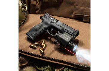 Image of Barska Laser LED Weapon Flashlight, CR123A, Red, 200 Lumens, Black, AU12714