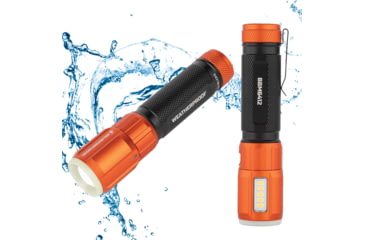 Image of Blackfire-Klein Outdoors Rechargeable LED Flashlight Lantern, Lithium-Ion, White, 500 Lumen, Black/Orange, BBM6412