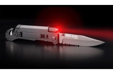 Image of BriteBrite-Blade Tactical Lighted Survival Knife w/ Mini LED Flashlight, 3.5in, Combo Edge Serrated BSTLSK-100-SERRATED