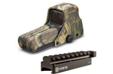 Image of EOTech 512 Holographic Red Dot Sight Aiming Dot Reticle, Mossy Oak Camo w/ Kinetic Development Group SIDELOK Universal Scope Riser 512.MO-KIT3