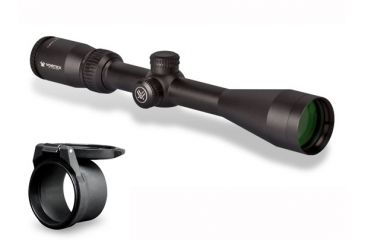 Image of Vortex Crossfire II Rifle Scope, 4-12x44mm, 1 in Tube, Second Focal Plane, Non-Illuminated Dead-Hold BDC Reticle, Black Hard Anodized, w/ Vortex Defender Flip Cap, CF2-31015-KIT1