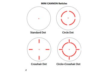 Image of Bushnell Tac Optics Mini Cannon 1x23mm Red Dot Sight, Dot/Circle Dot/Crosshair Dot/Circle Crosshair Dot Reticle, Box 5L, BT71XRDX